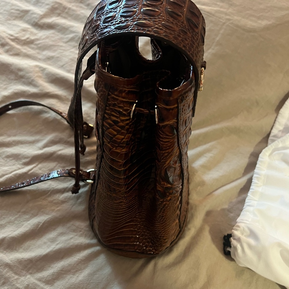 Brahmin Rich Brown Croc-Embossed Tote - Picture 4 of 7